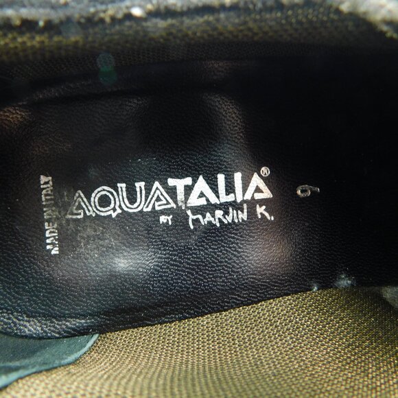 AQUATALIA Black Weatherproof Suede Leather Block Heel Zipper Ankle Booties 9 - Picture 9 of 9